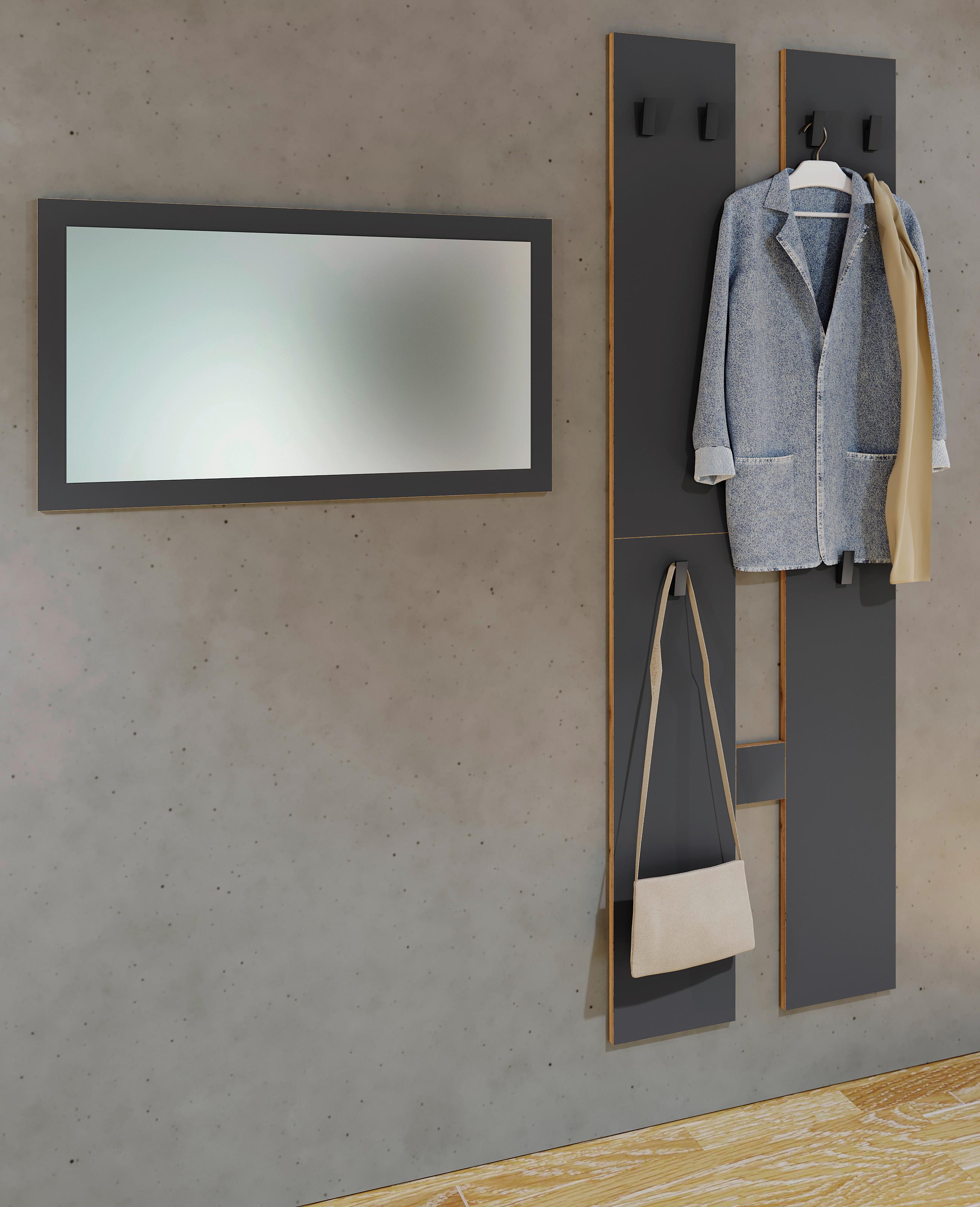 Wandgarderobe Salia Anthrazit/Honigeiche - Honigeiche/Anthrazit, Design, Holzwerkstoff (57/140/20cm) - MID.YOU