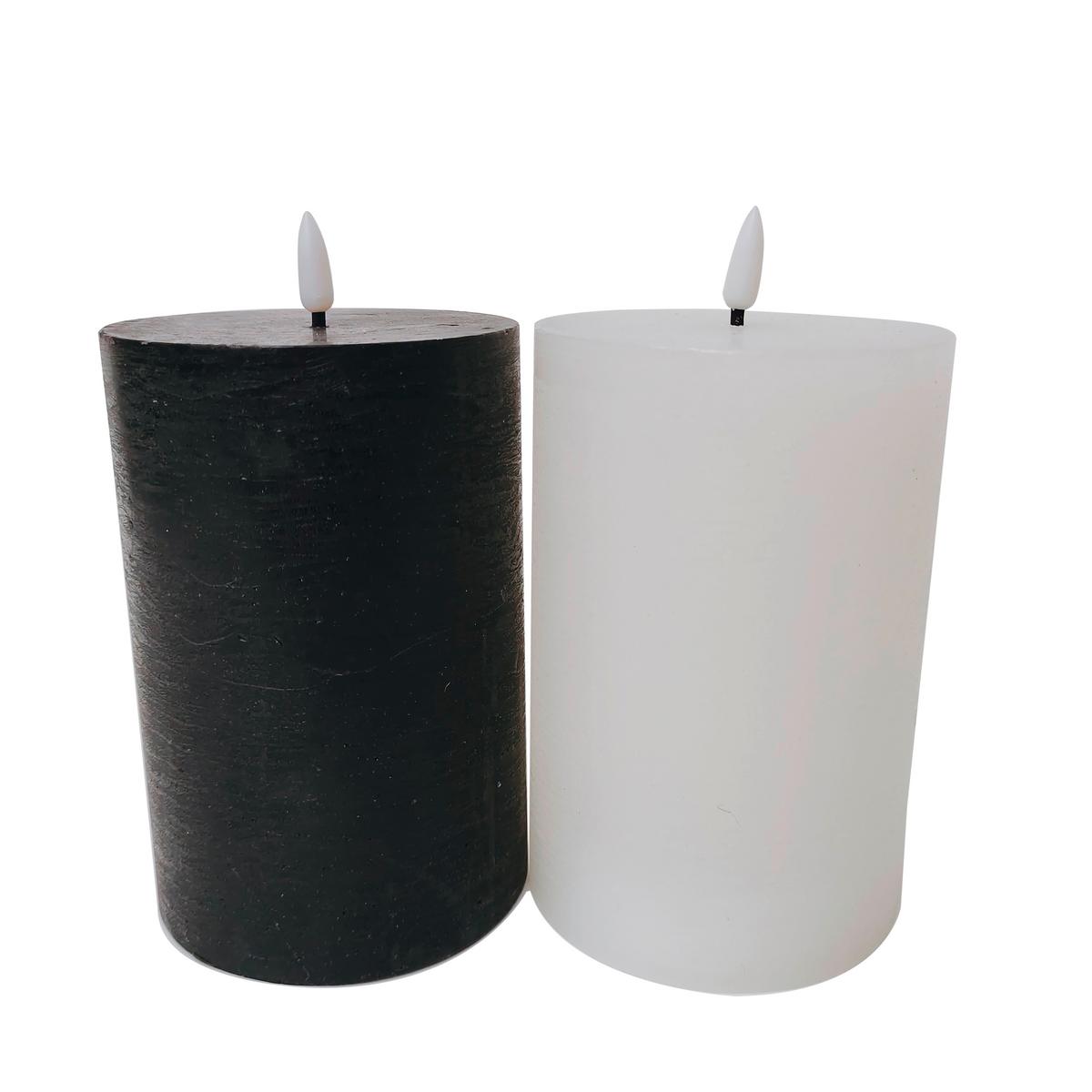 Svíčka s LED Fendy, V: 15cm - bílá, plast/přírodní materiály (10/15cm) - Premium Living