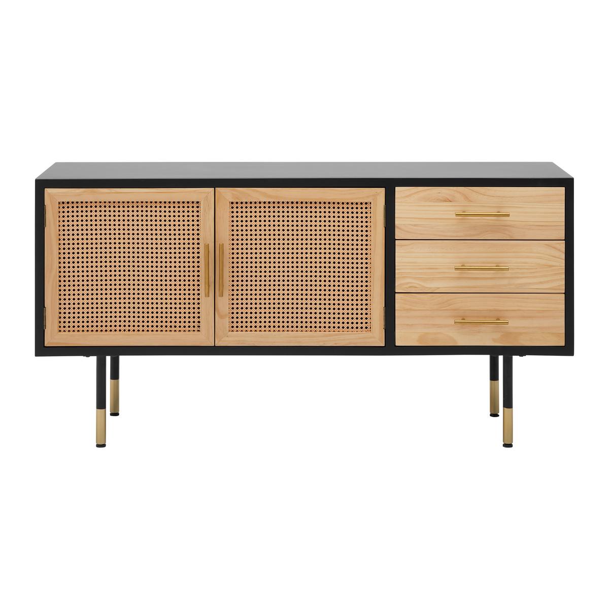 Sideboard MASSIMO - barvy borovice/černá, Moderní, kov/dřevo (150/76/40cm) - P & B