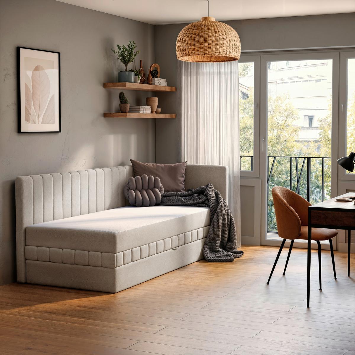 Schlafsofa Roma, Beige B: 212 Cm - Beige/Schwarz, Design, Holz/Holzwerkstoff (212/83/99cm) - MID.YOU