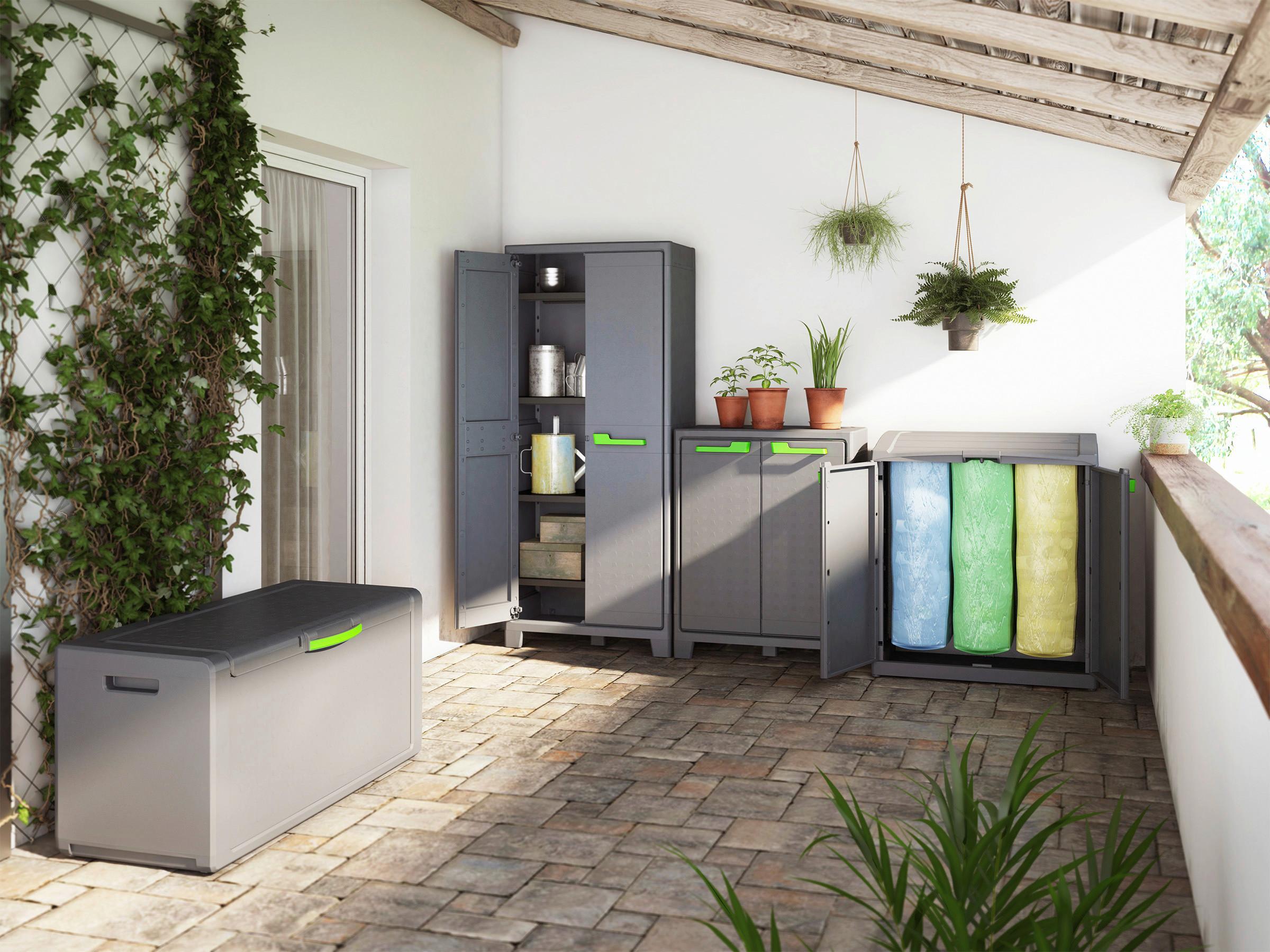 Geräteschrank Kunststoff Grün/anthrazit B/h: 44/182 Cm - Anthrazit/Grau, Design, Kunststoff (44/182/80cm) - Keter