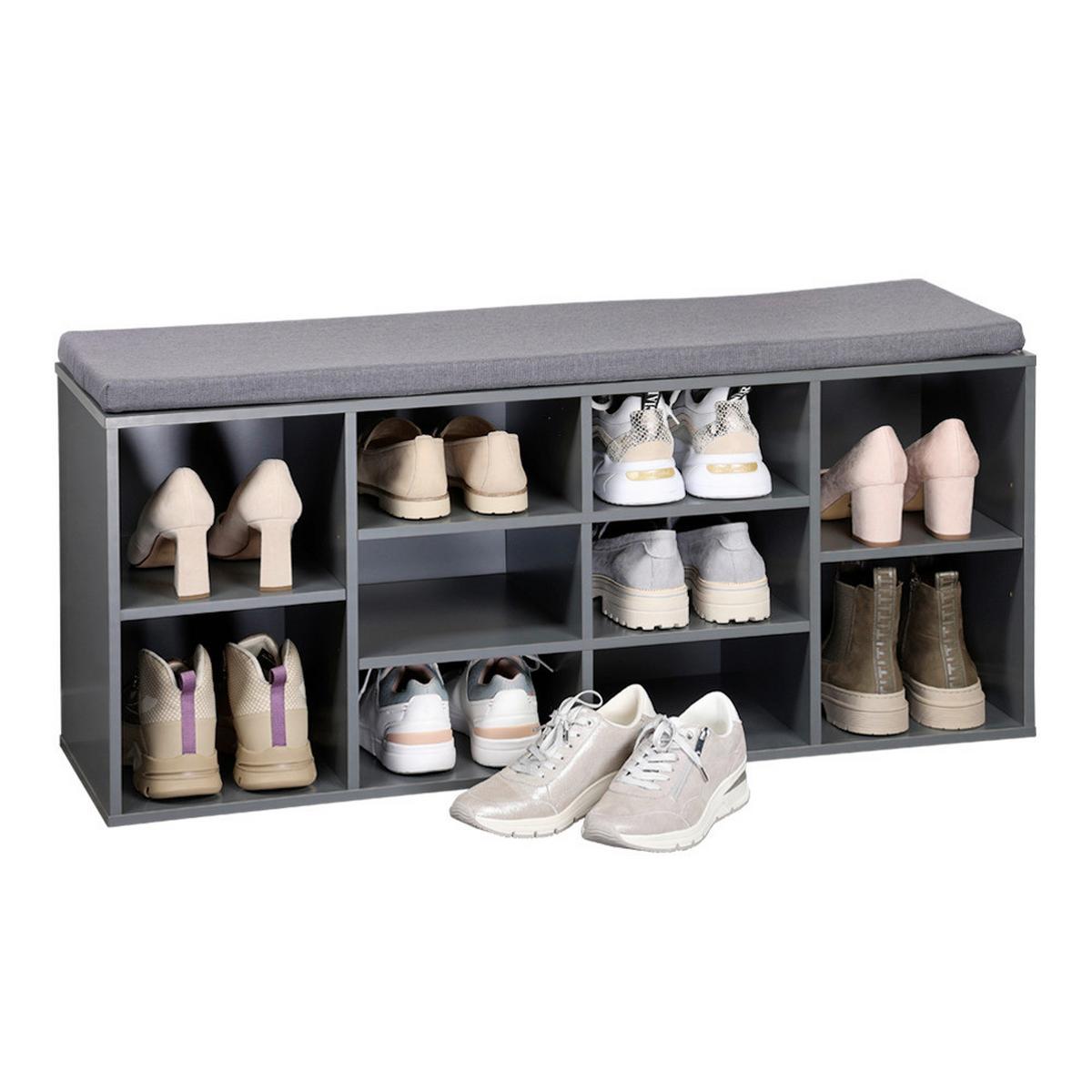 SCHUHREGAL Grau B: 103,5 cm - Grau, Design, Holzwerkstoff/Textil (103.5/48/29.5cm) - Kesper