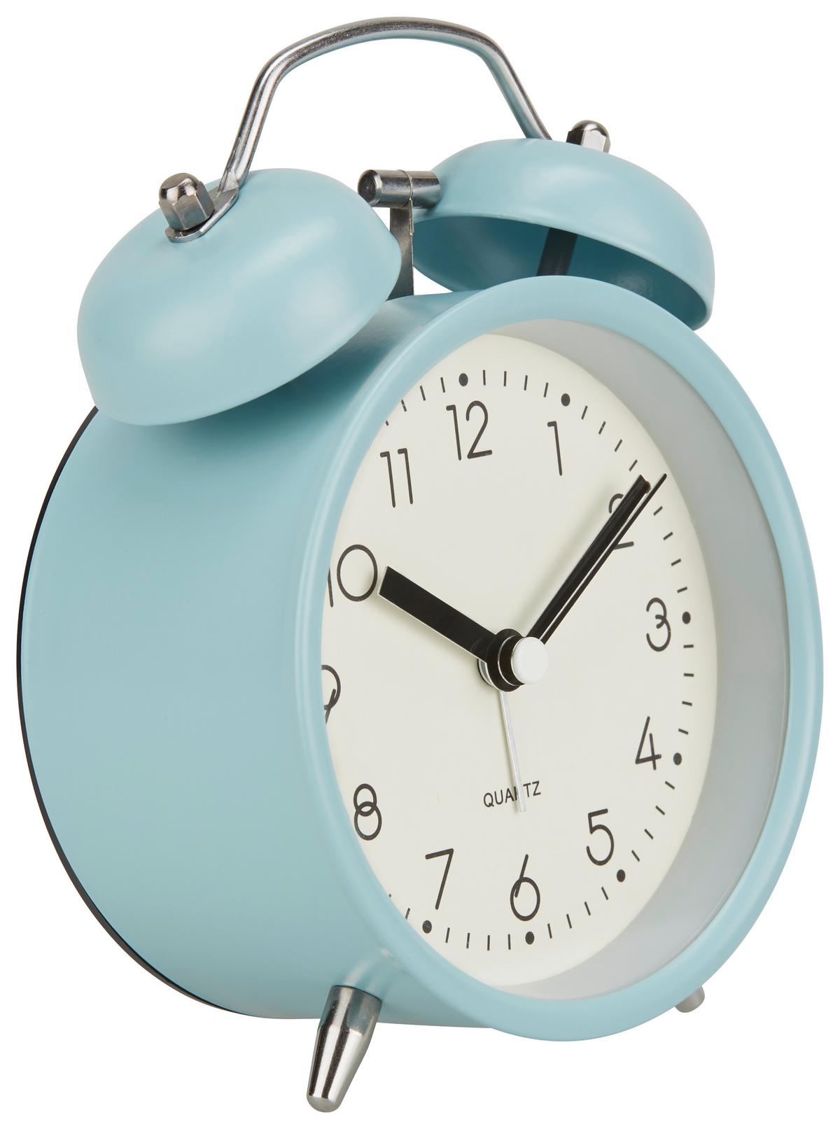 Wecker Alexiana Vintage-Look, H: 13 cm - Hellrosa/Schwarz, Basics, Glas/Papier (9,8/13/5,5cm) - Luca Bessoni