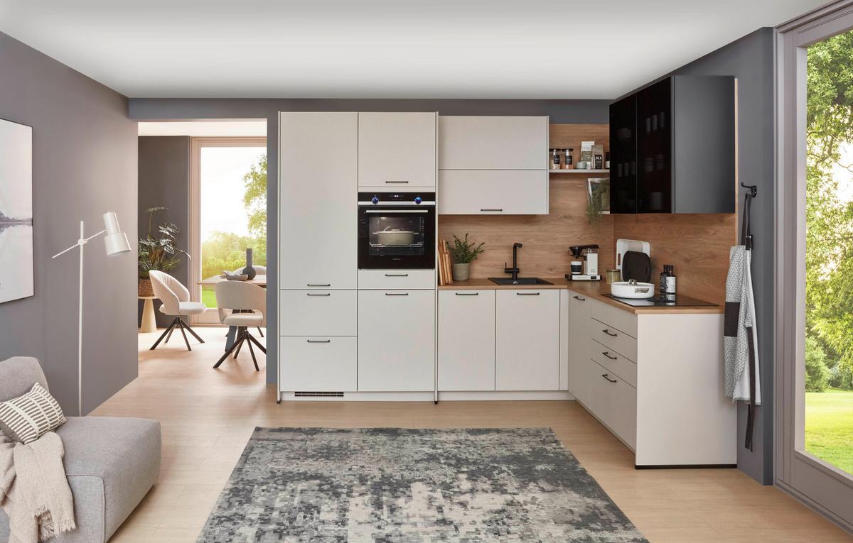 Eckküche Lucca - Sandfarben/Eichefarben, Trend, Holzwerkstoff (283,2/191,6cm) - Vertico