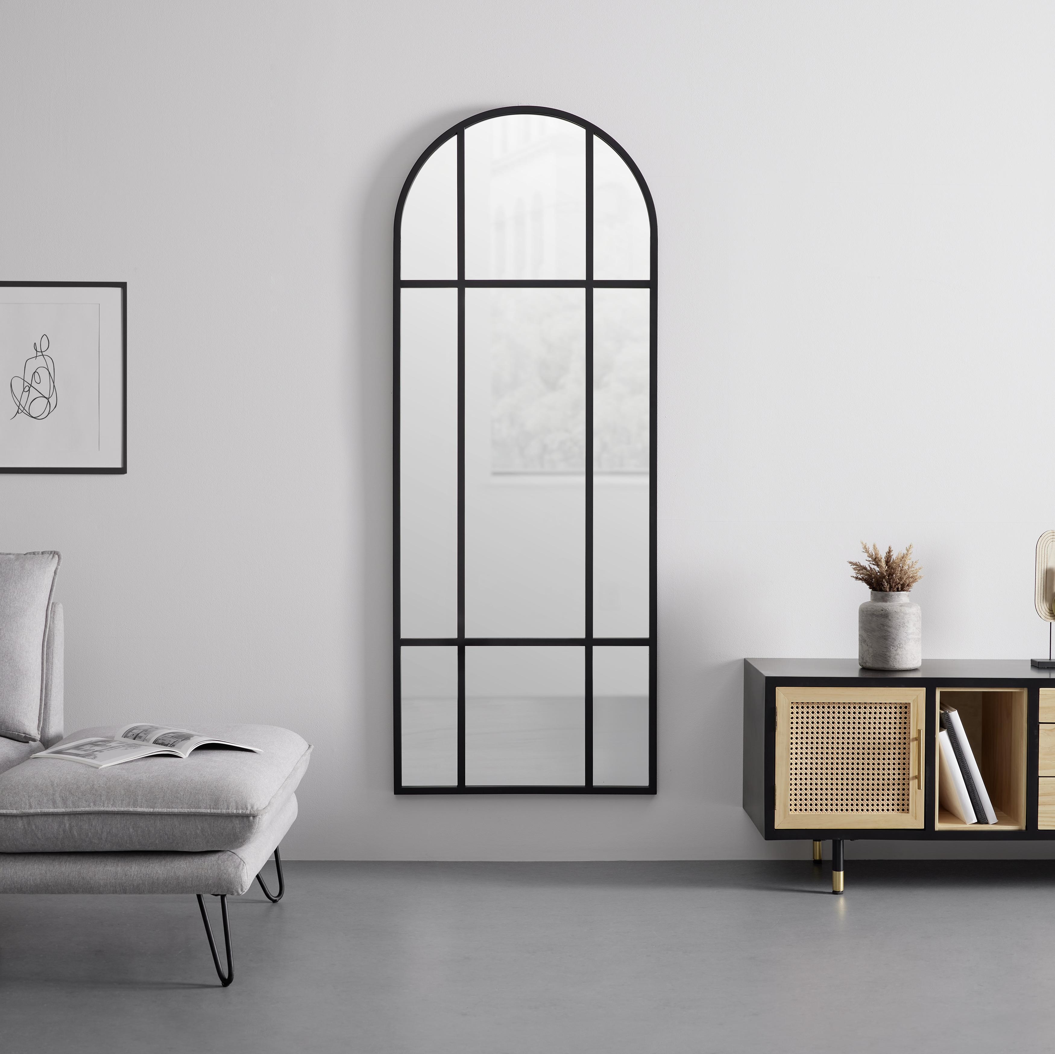 Zrcadlo Madon - černá, Moderní, kov/sklo (70/185/3cm) - P & B