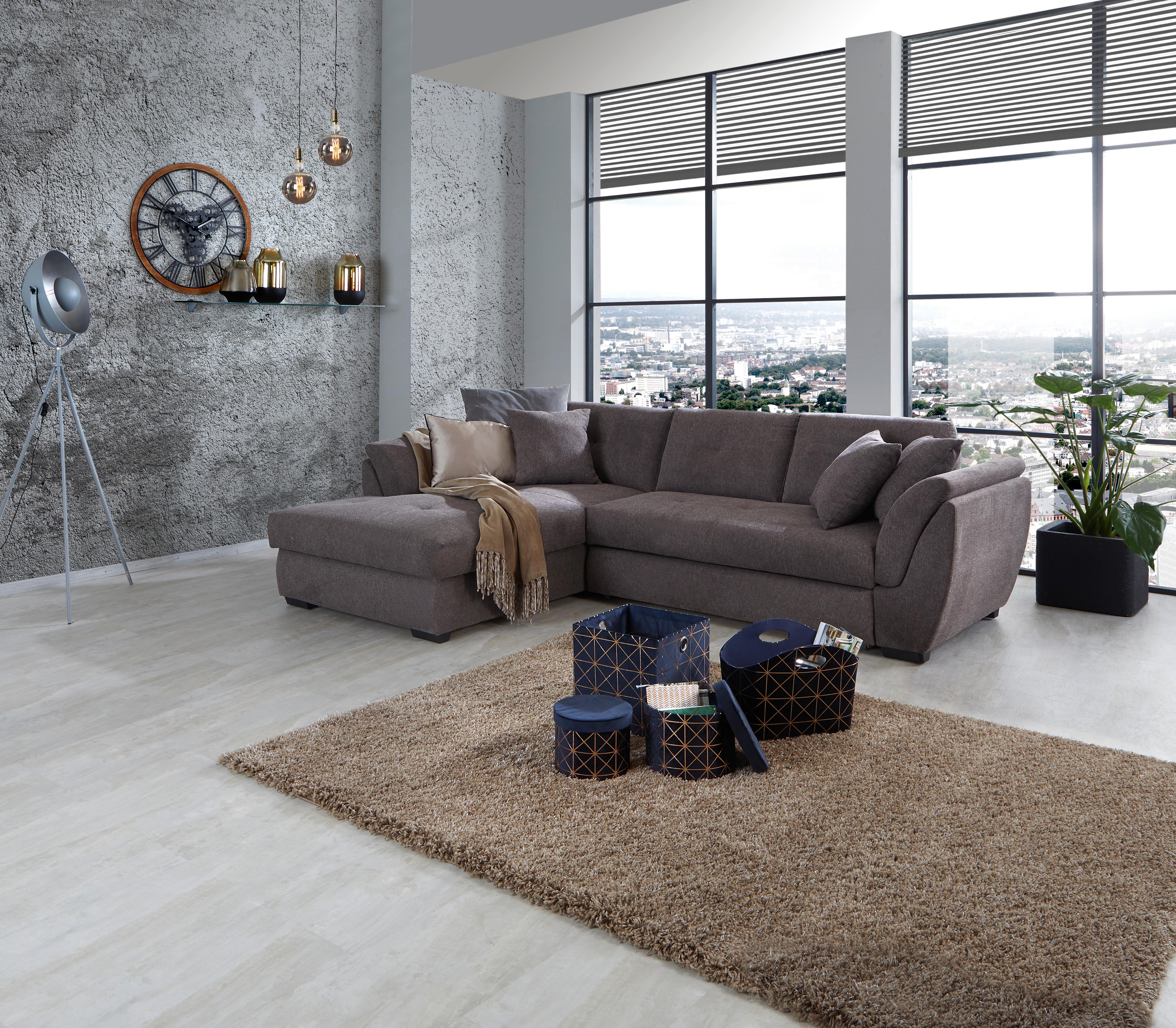 Ecksofa mit Schlaffunktion + Bettkasten Berisso Webstoff