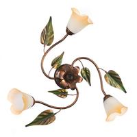 Deckenleuchte 4620/Pl3 - Bronzefarben/Olivgrün, Natur, Glas/Metall (50/20/50cm)