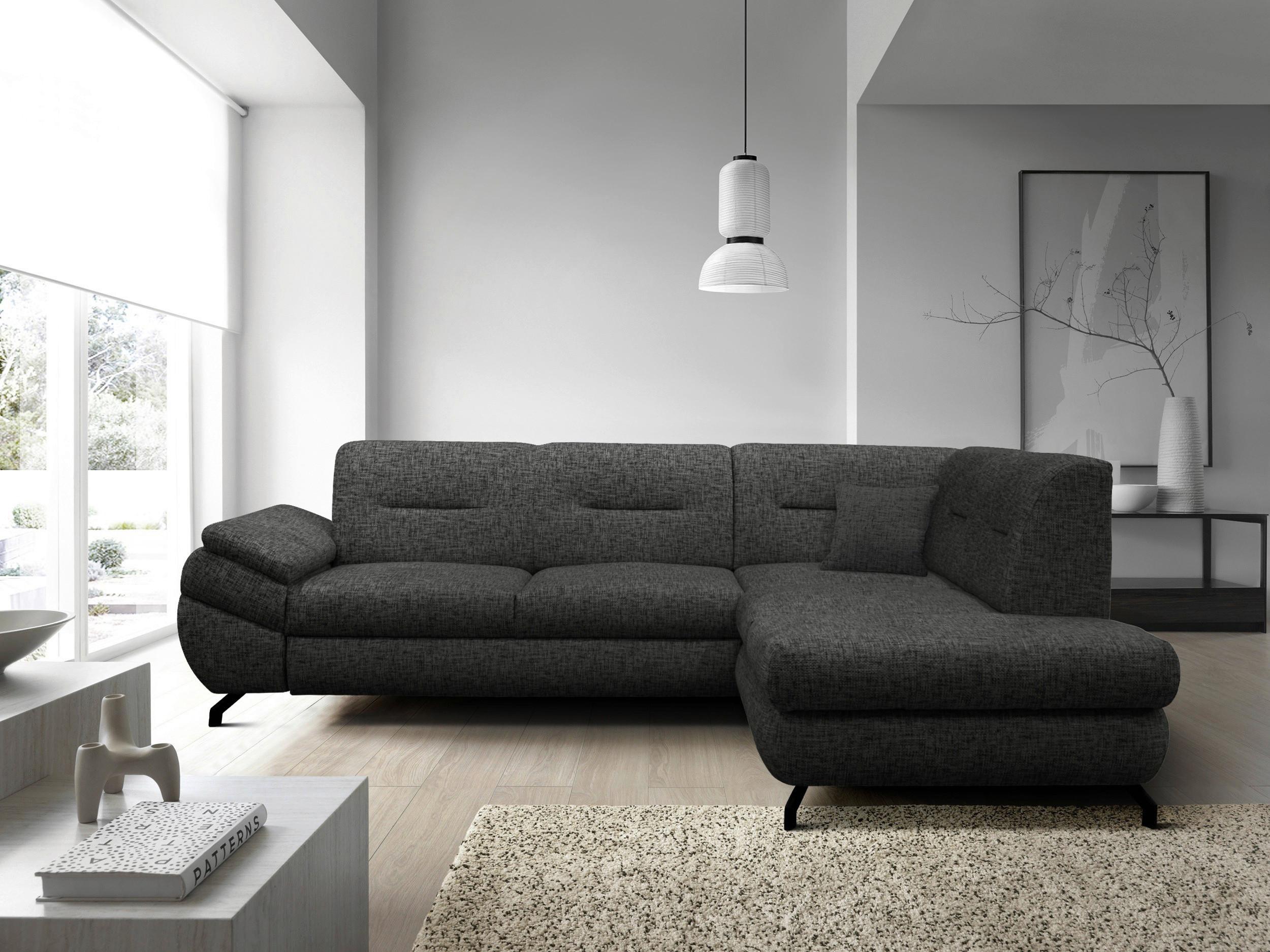 Ecksofa Imo Dunkelgrau 274x201 Cm - Dunkelgrau/Schwarz, Design, Textil (274/201cm) - MID.YOU