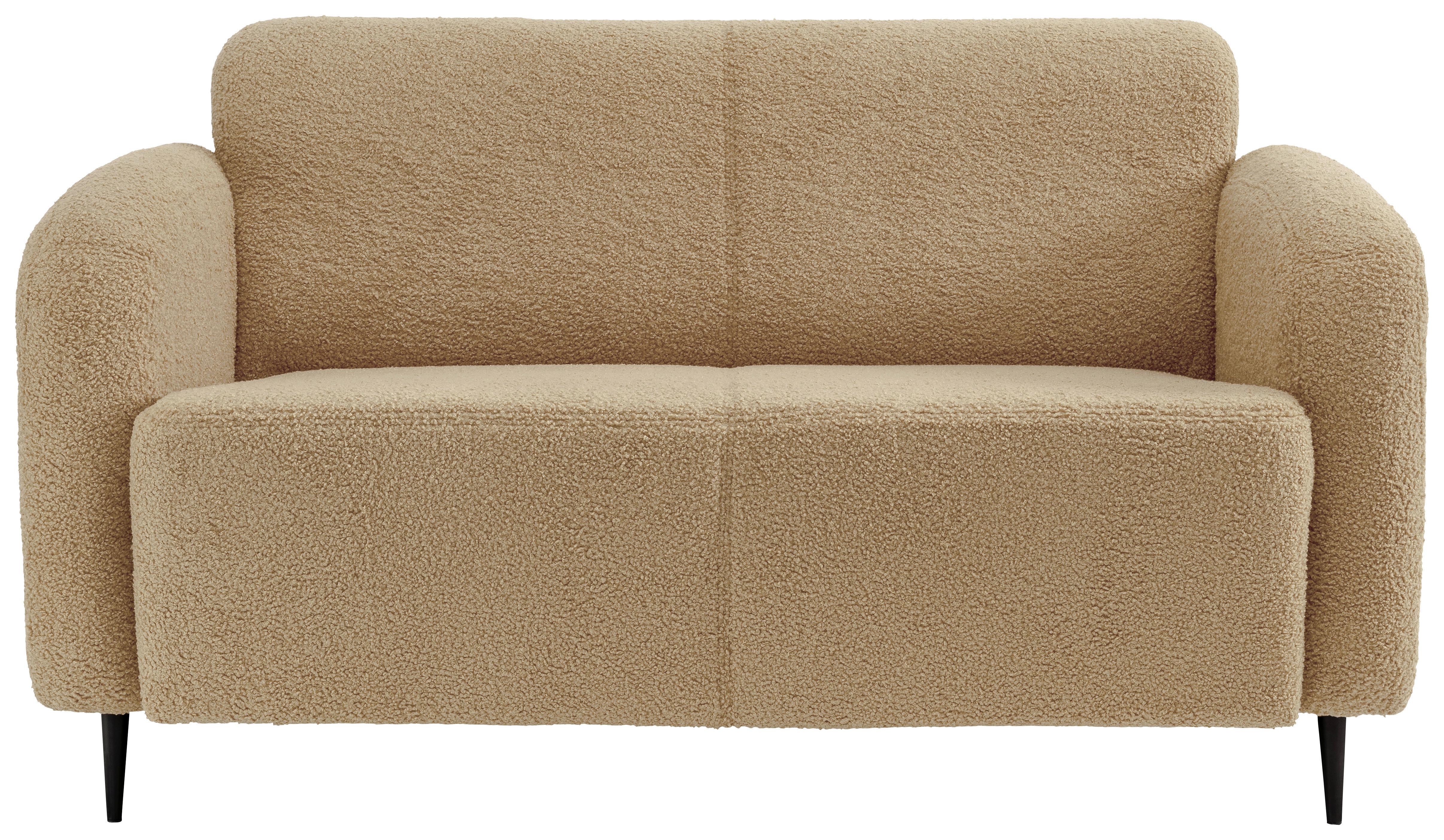 2-Sitzer-Sofa Marone Creme Teddystoff - Creme/Schwarz, MODERN (140/76/90cm) - Livetastic