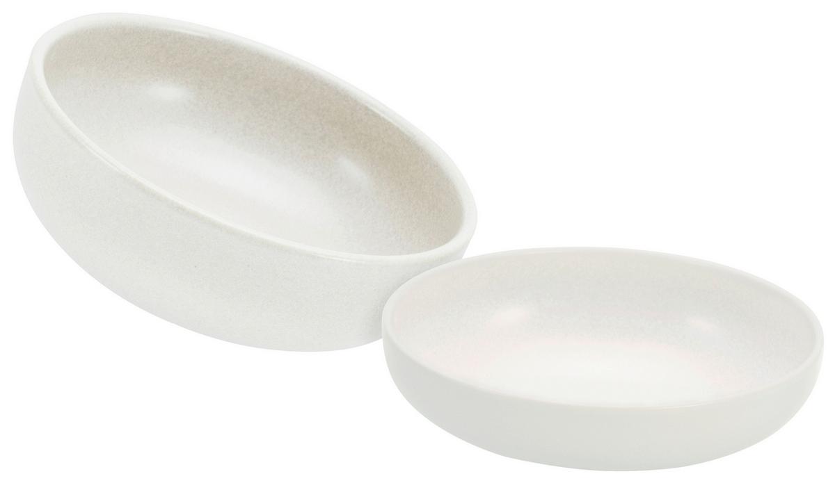 Schüsselset Aus Steingut, Weiß Uno 2--teilig. Ø 22/26 cm - Weiß, Basics, Keramik - Creatable