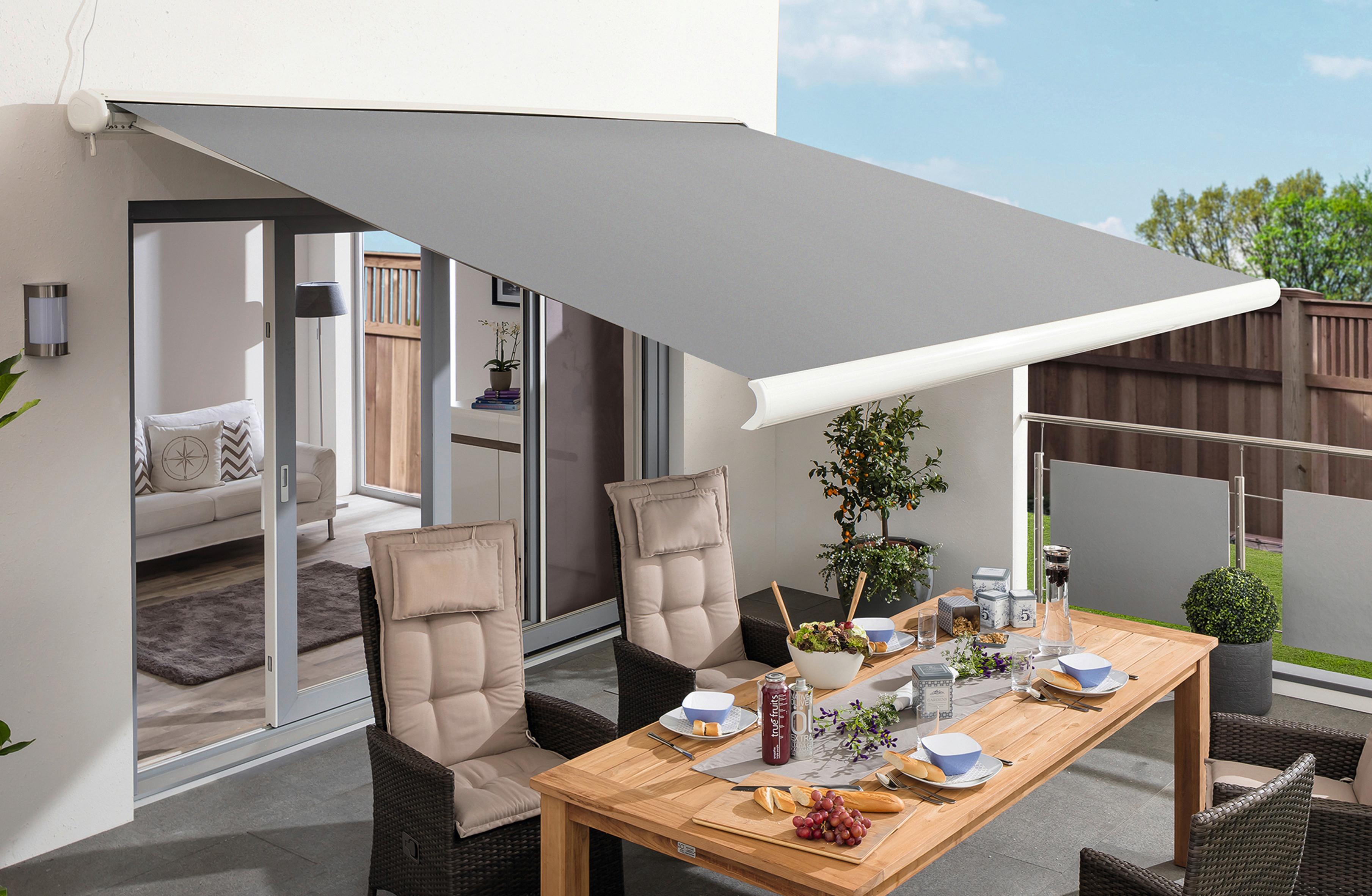 Vollkassetten-Markise aus grauem Polyester