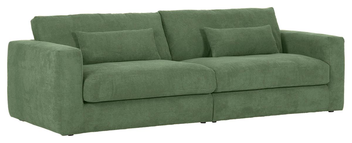 Bigsofa Manolis Olivgrün B: 260 cm - Schwarz/Olivgrün, KONVENTIONELL, Textil (260/66/115cm) - MID.YOU