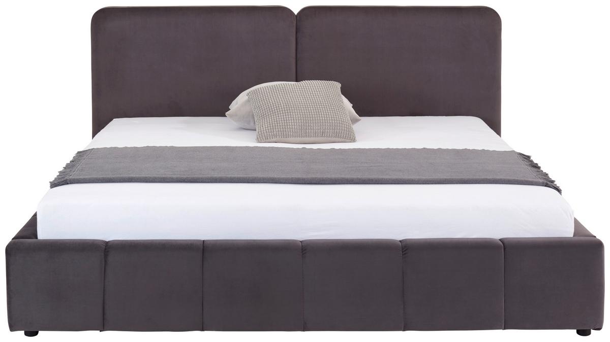 Čalouněná postel DORRY, 180x200, antracit - černá/tmavě šedá, Moderní, kov/dřevo (180/200cm) - Livetastic