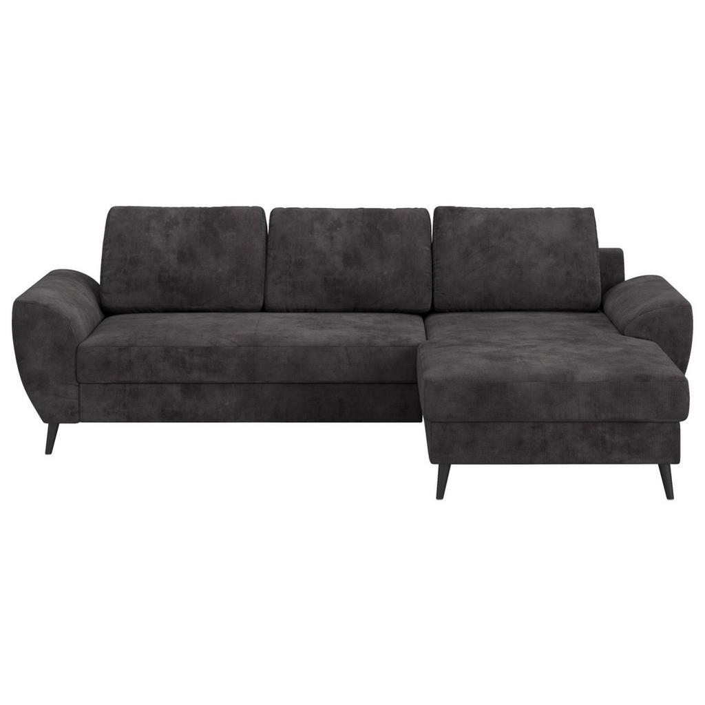 Ecksofa mit Bettfunktion Terra Chenille schwarz, B: 255cm