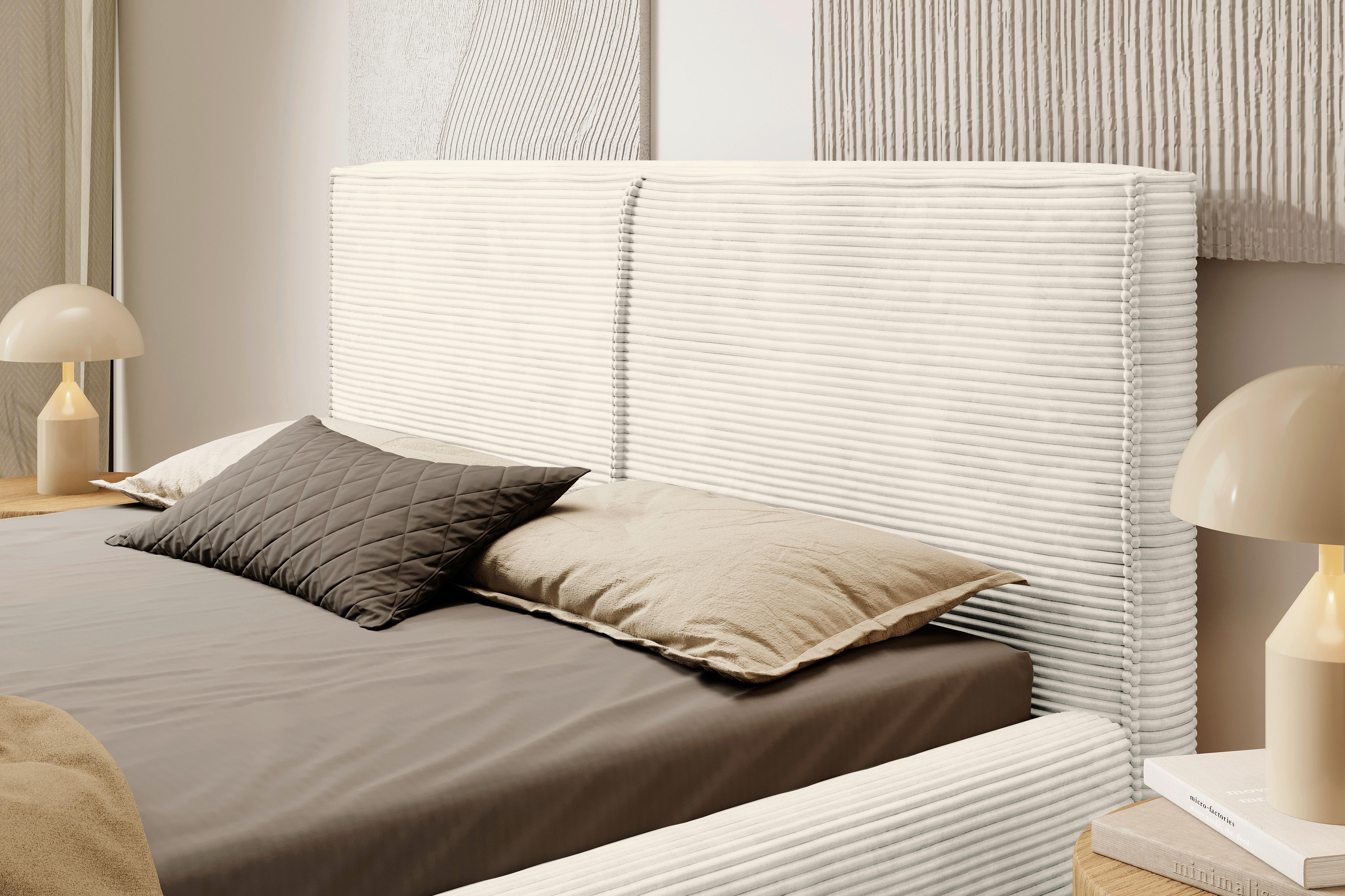 Polsterbett mit Bettkasten Inez Creme 180x200 cm - Creme/Schwarz, MODERN, Holz/Holzwerkstoff (180/200cm) - MID.YOU