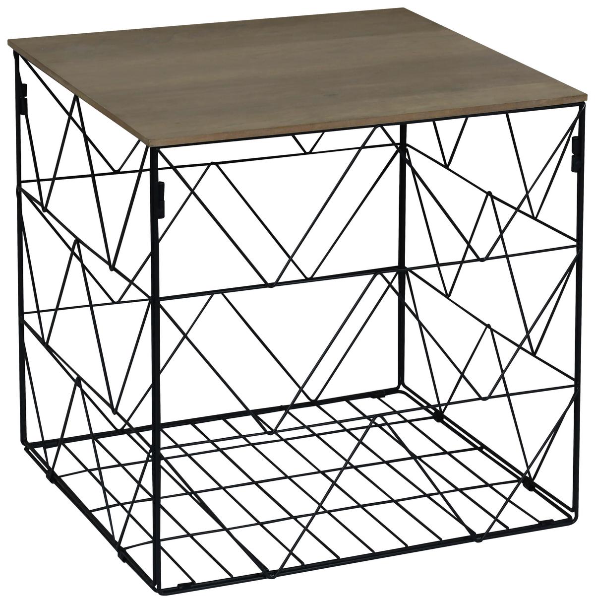 Beistelltisch Mit Metallgerüst Sally Schwarz / Dunkelbraun - Dunkelbraun/Schwarz, MODERN, Holzwerkstoff/Metall (40/38/40cm)