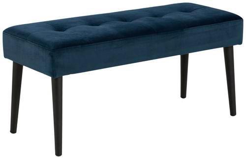 Garderobenbank Glory B: 95 cm Gepolstert Samt Marineblau - Schwarz/Dunkelblau, Trend, Textil/Metall (95/45/38cm) - Livetastic