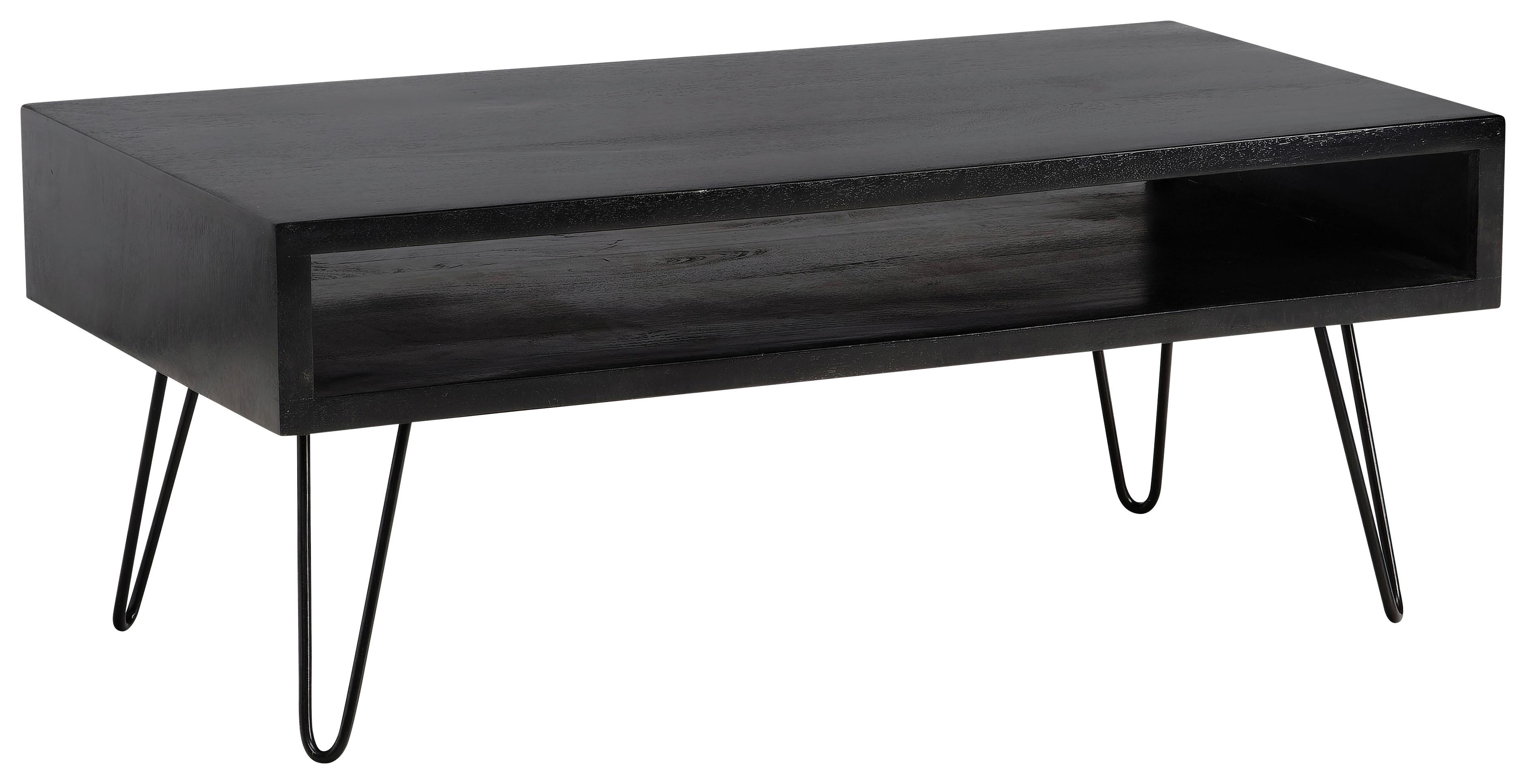 Couchtisch Mangoholz Schwarz L: 100 cm - Schwarz, Design, Holz/Metall (100/50/40cm) - MID.YOU