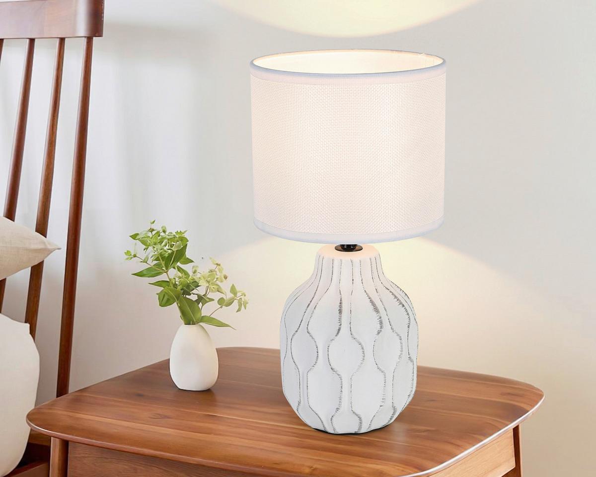 STOLNÍ LAMPA NIMO - bílá/černá, Konvenční, kov/textil (16/30cm) - Mömax