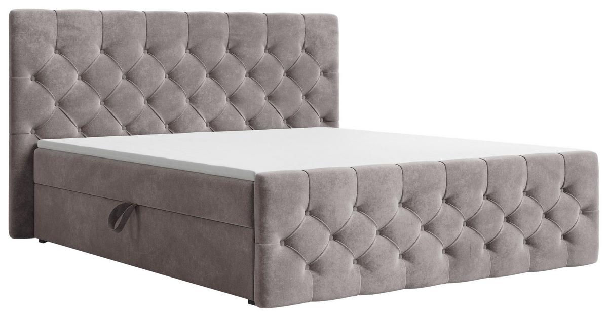BOXBETT Karo Taupe 160x200cm - Taupe/Schwarz, MODERN, Holz/Kunststoff (160/200cm) - MID.YOU