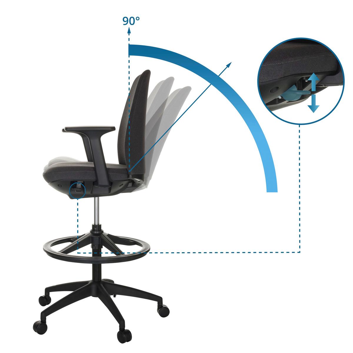 Drehstuhl Nestora Work - Schwarz, Basics, Kunststoff/Textil (73/115-140/73cm) - MID.YOU