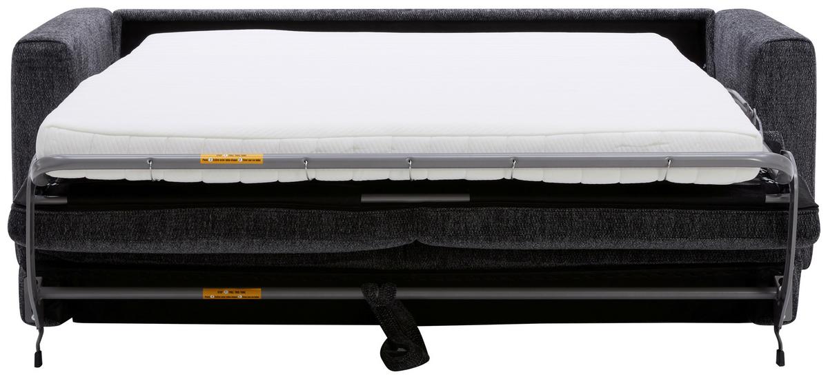 Schlafsofa Kopenhagen dunkelgrau, B: 194cm - Dunkelgrau/Schwarz, MODERN, Holz/Textil (194/95/83cm)