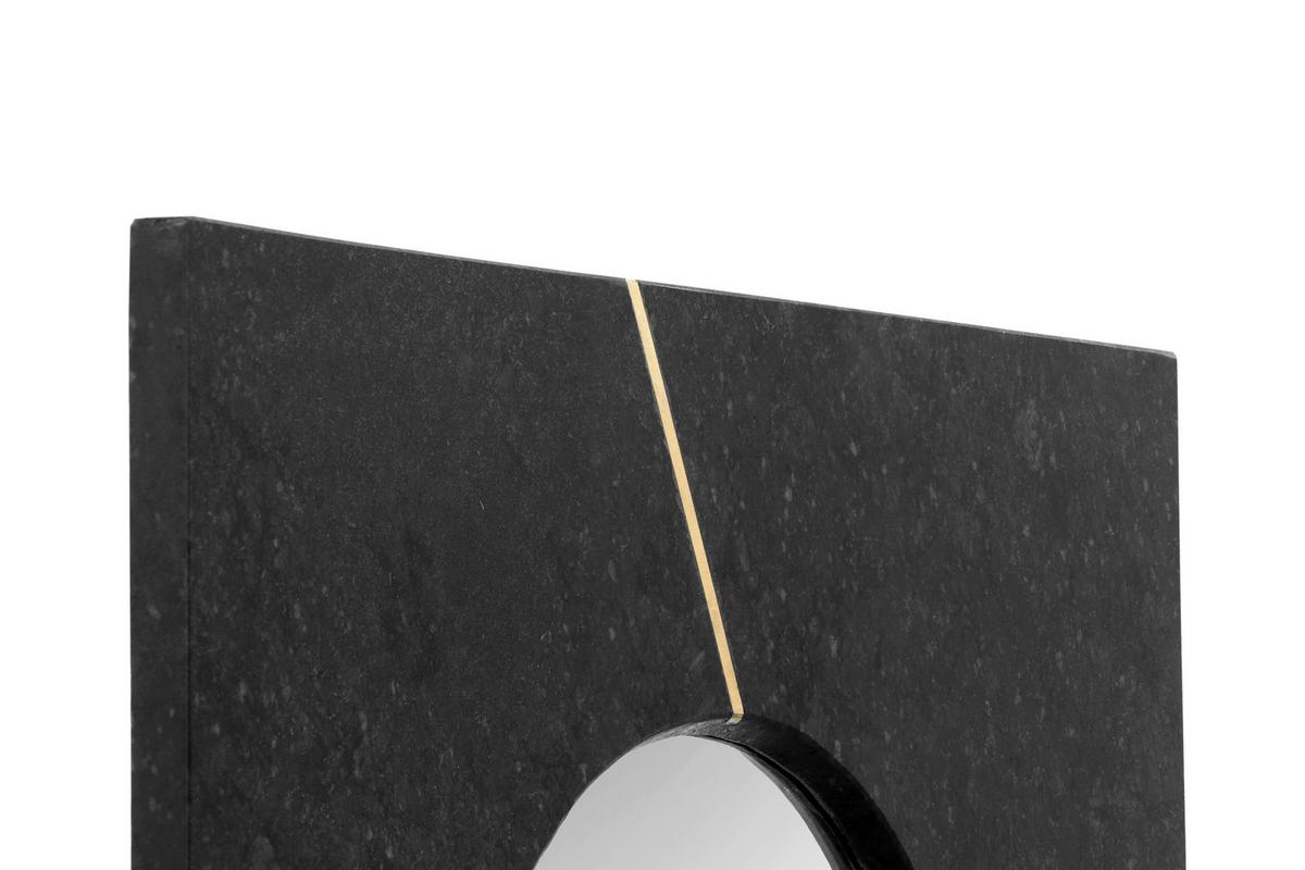 Nástenné zrkadlo, čierna - čierna/zlatá, Basics, kompozitné drevo/kameň (41/41/2cm) - MID.YOU