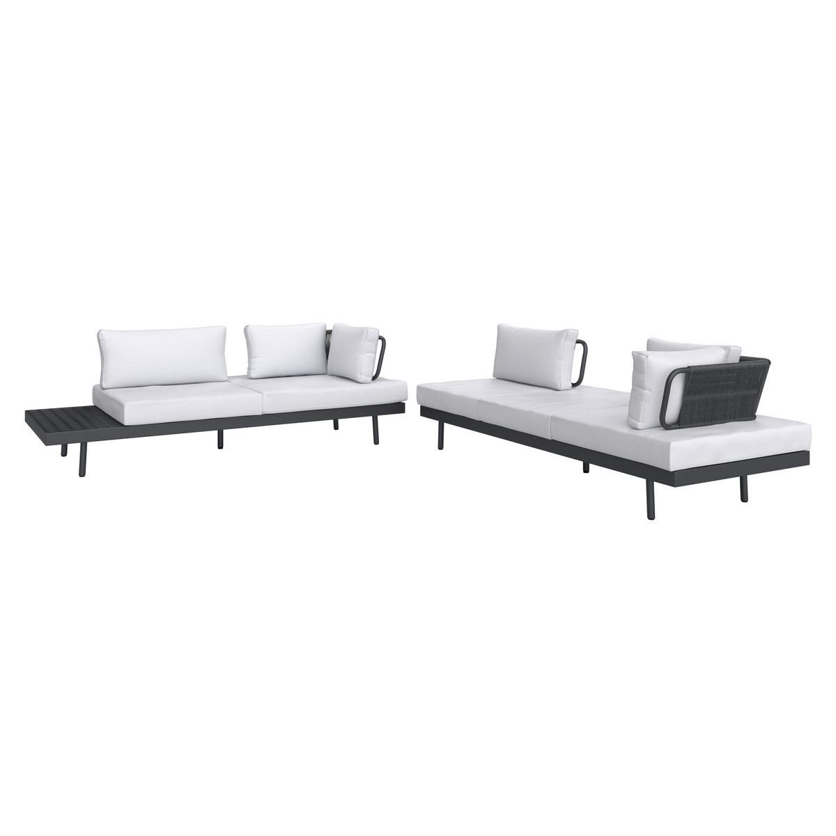 TERASOVÁ SEDACÍ SOUPRAVA EMMA - tmavě šedá, Moderní, kov/dřevo (220/79/87cm) - Bessagi Garden