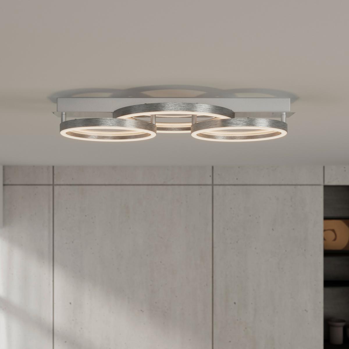 LED-DECKENLEUCHTE CILIA - Chromfarben/Silberfarben, Basics, Kunststoff/Metall (58,5/30,4/8cm) - Luca Bessoni