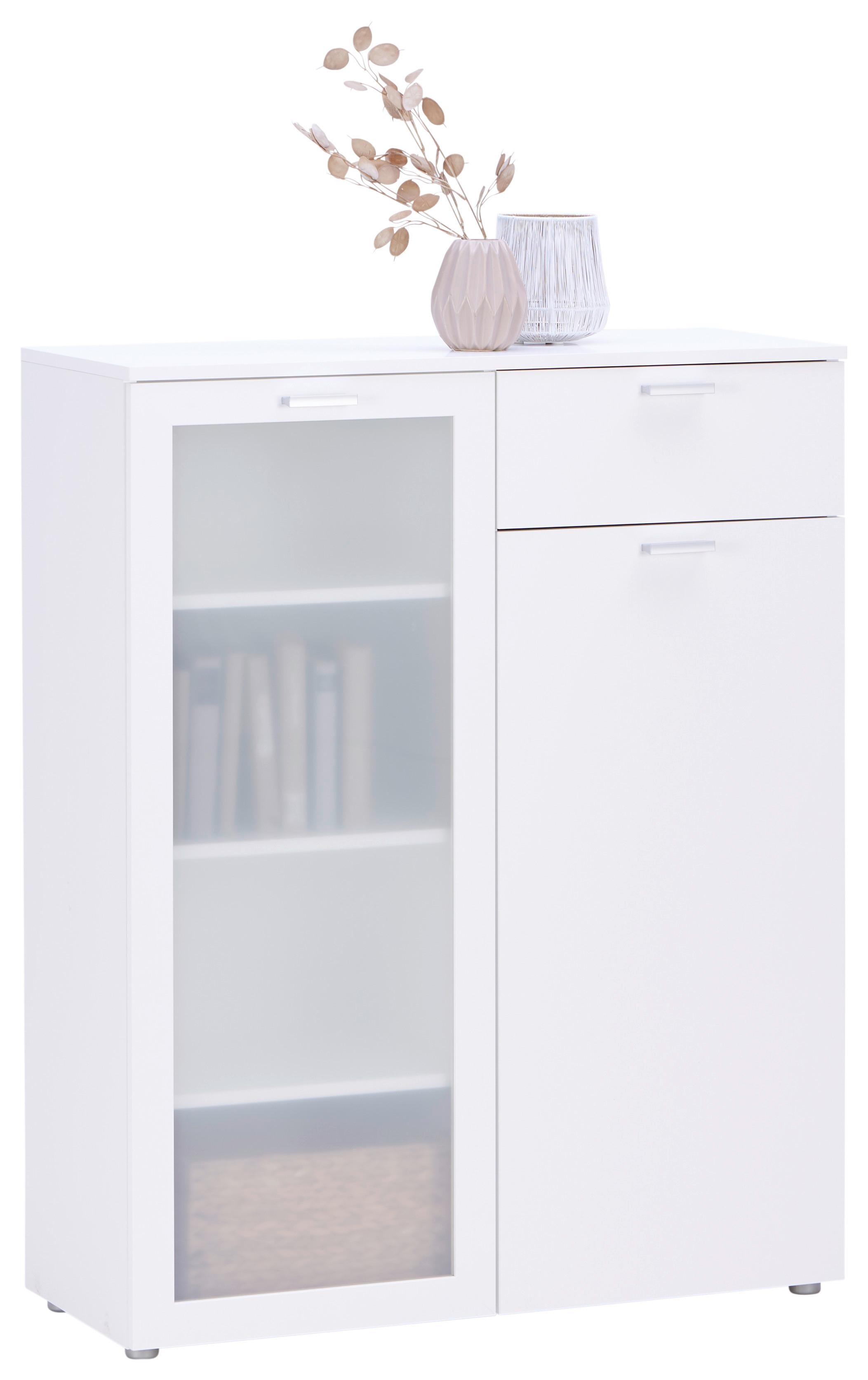 Kommode B: 90 cm Xeno Weiß Dekor - MODERN, Holzwerkstoff (90/115/37cm)