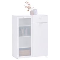 Kommode B: 90 cm Xeno Weiß Dekor - MODERN, Holzwerkstoff (90/115/37cm)