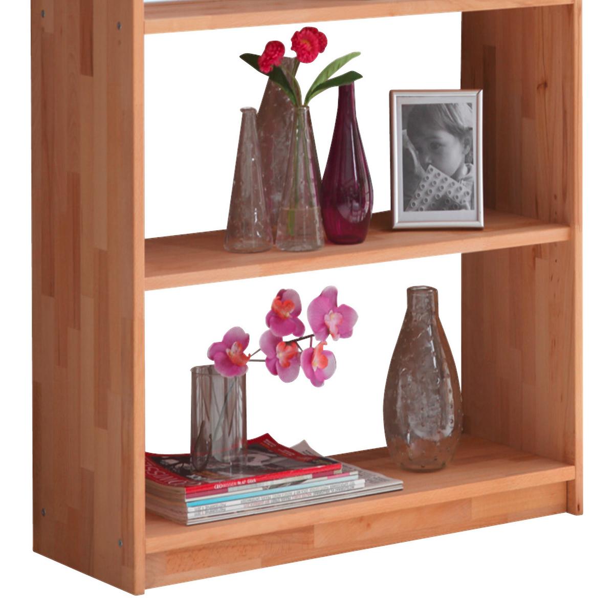 Regál z masivu Simon - buk v: 145cm - barvy buku, Basics, dřevo (80/145/31cm) - MID.YOU