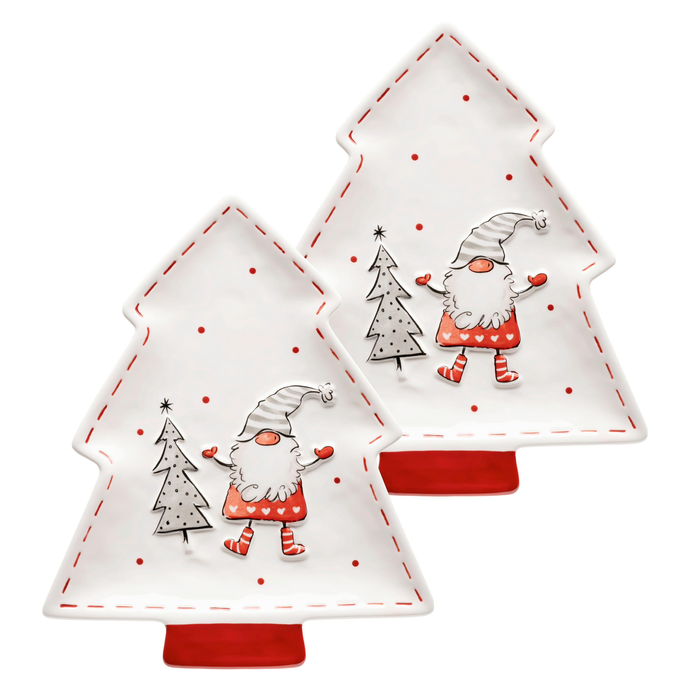 Servierplatten-Set Keramik 2 Stk. - Rot/Weiß, Basics, Keramik (26/2,5/22cm) - Mäser