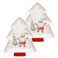 Servierplatten-Set Keramik 2 Stk. - Rot/Weiß, Basics, Keramik (26/2,5/22cm) - Mäser
