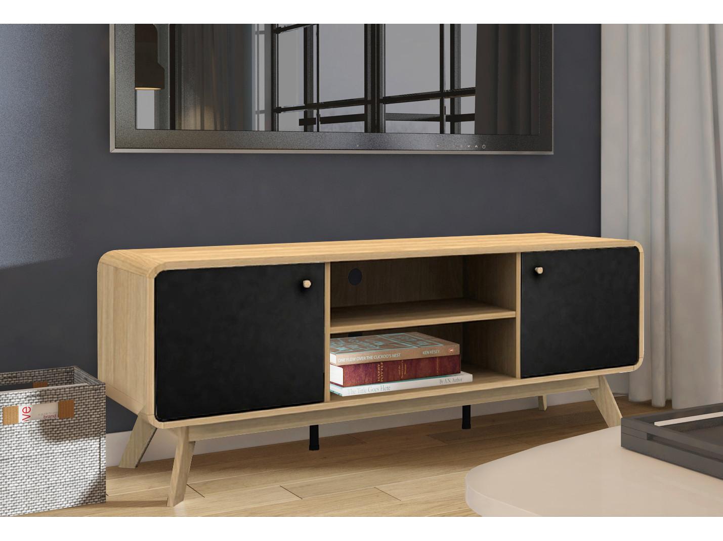 Lowboard Cassie Schwarz Eichefarben B: 140 cm - Eichefarben/Schwarz, Design, Holz/Holzwerkstoff (140/53/39cm) - MID.YOU