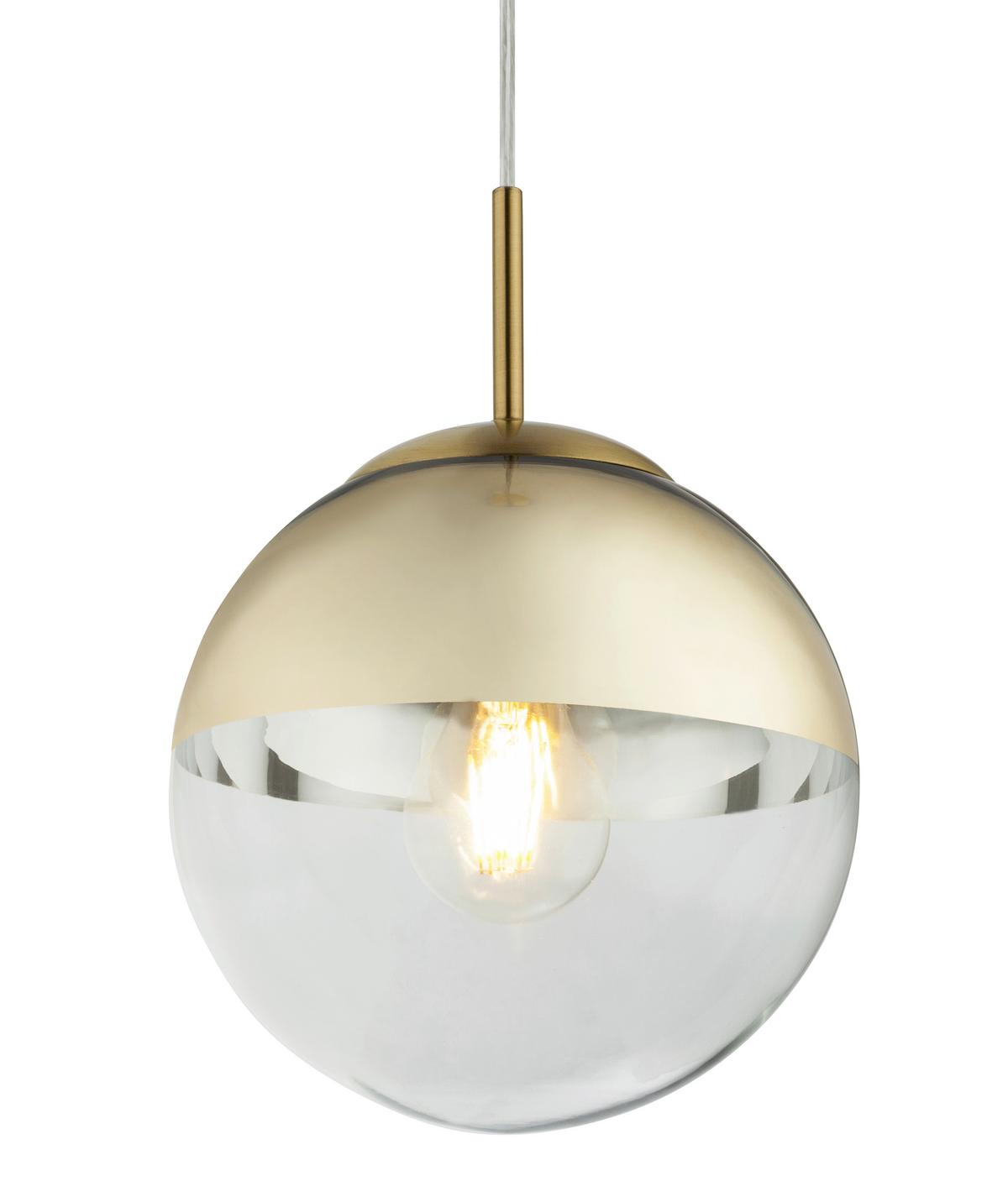 Hängeleuchte H: 120 cm 1-Flammig - Transparent/Goldfarben, Design, Glas/Metall (20/120cm) - Globo