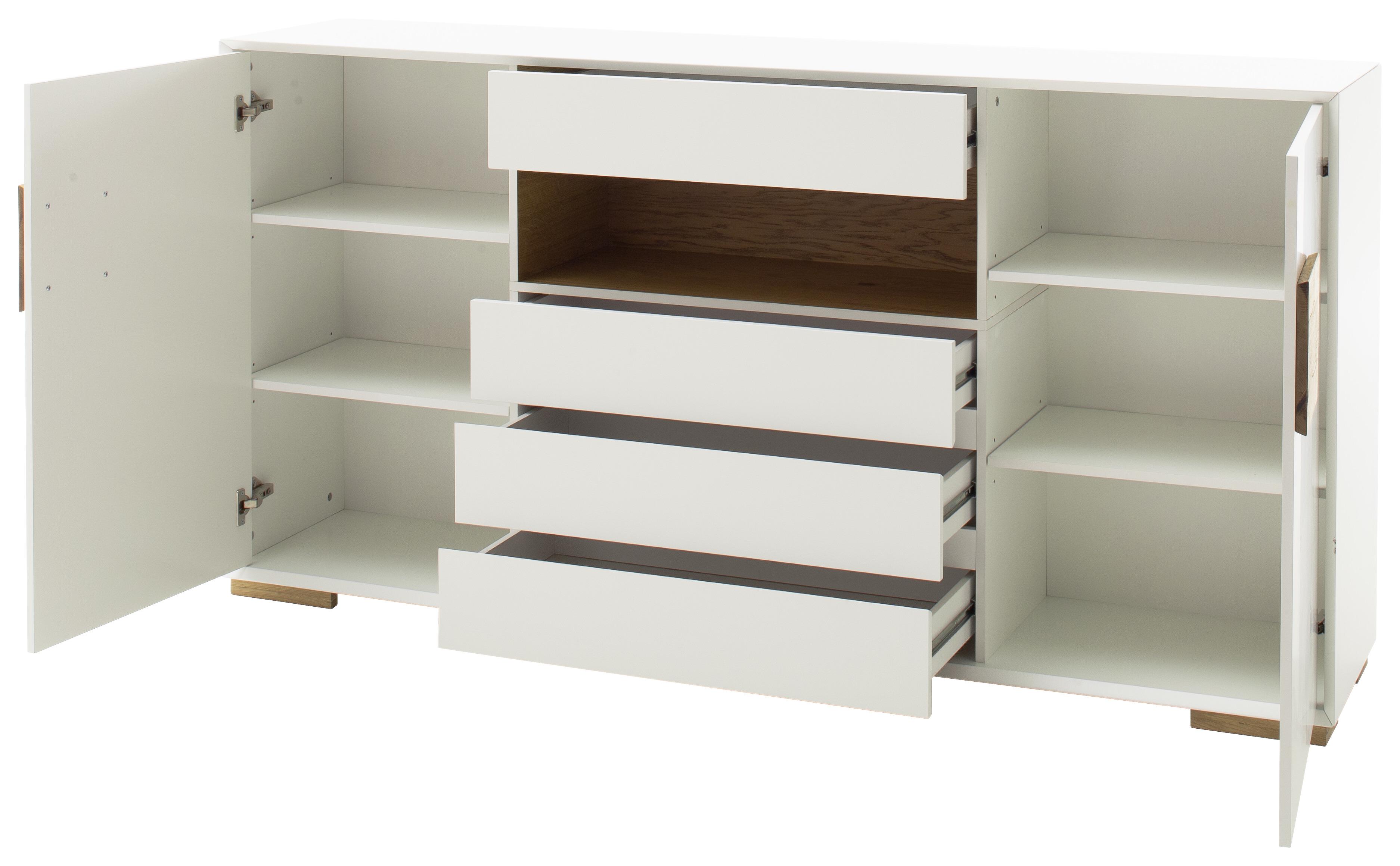 Sideboard Mit Soft-Close B 188 cm Janela, Weiß/Eiche Dekor - Eichefarben/Naturfarben, MODERN, Holzwerkstoff (188/94/40cm) - Livetastic
