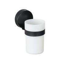 Zahnputzbecher Static Loc Plus Pavia 24895100 - Schwarz/Weiß, MODERN, Metall (6/12/9cm) - Wenko