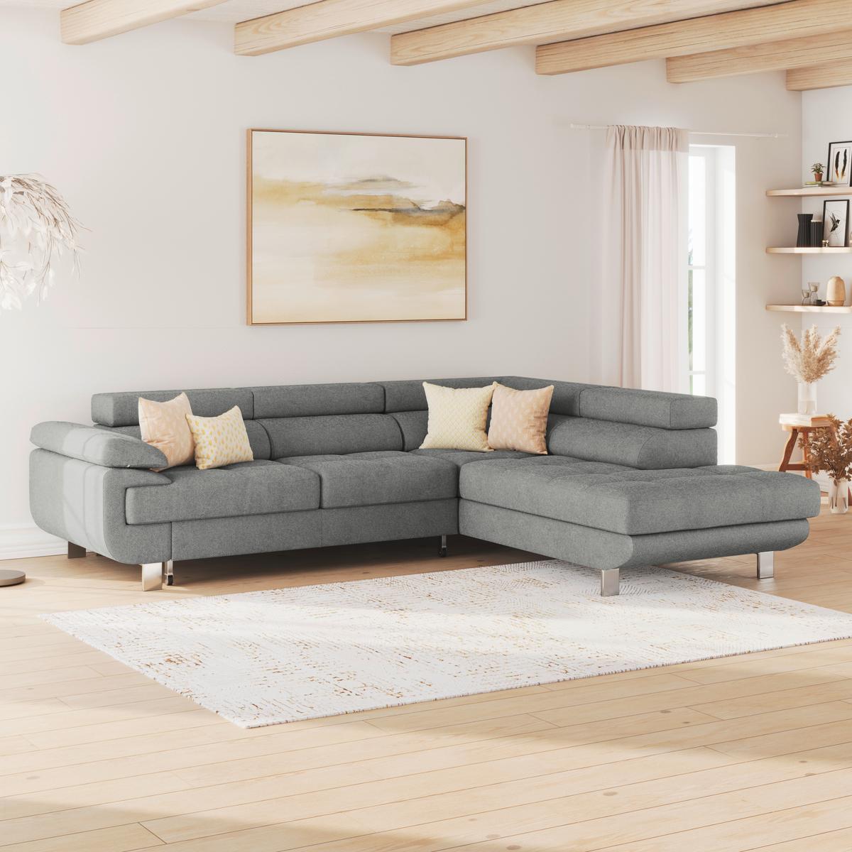 Ecksofa Savona - Dunkelgrau, MODERN, Textil (270/230cm) - Ondega