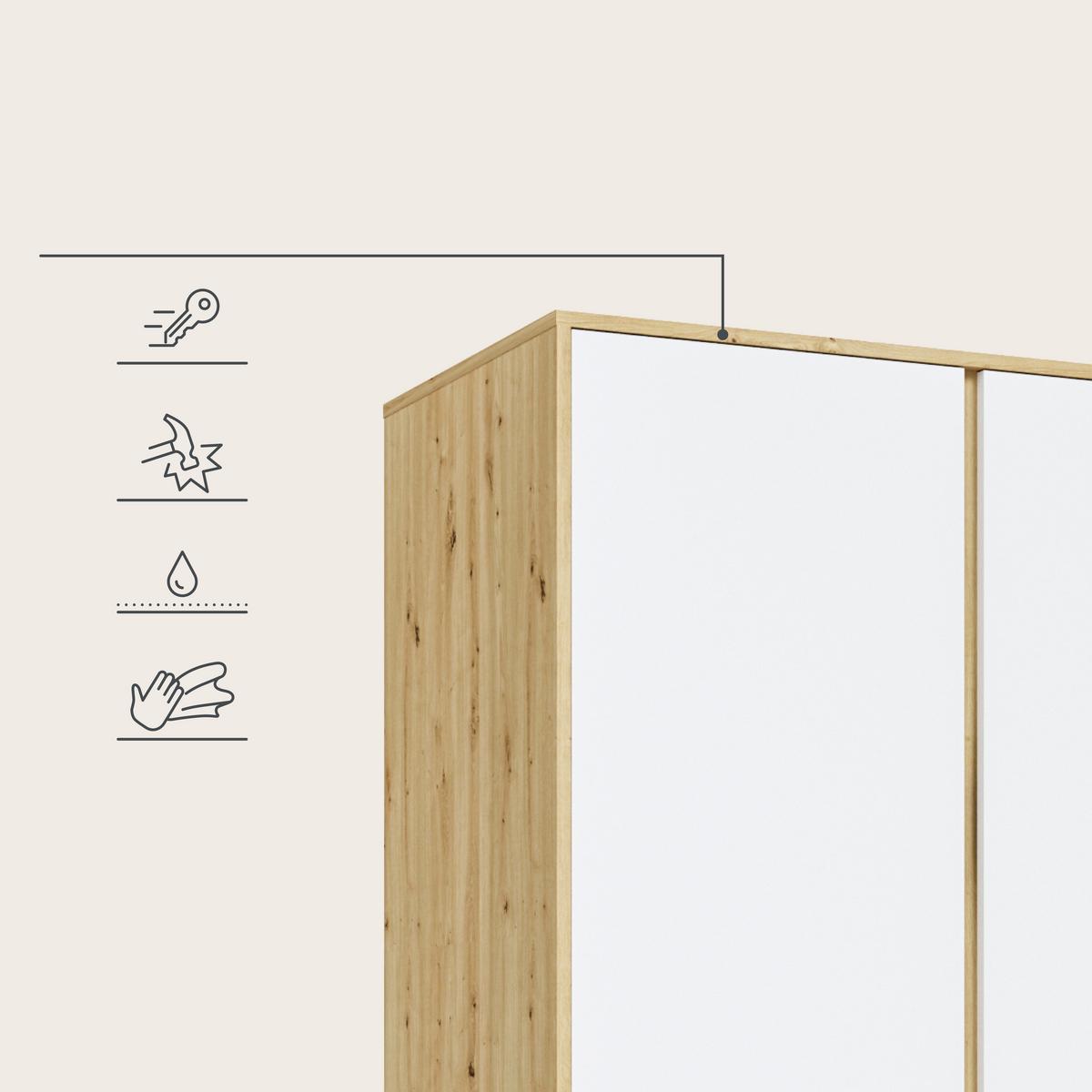 Drehtürenschrank Falun Weiß /Eiche Artisan Dekor B: 197cm - Weiß/Eiche Artisan, MODERN, Holzwerkstoff (197/194/56cm) - MID.YOU