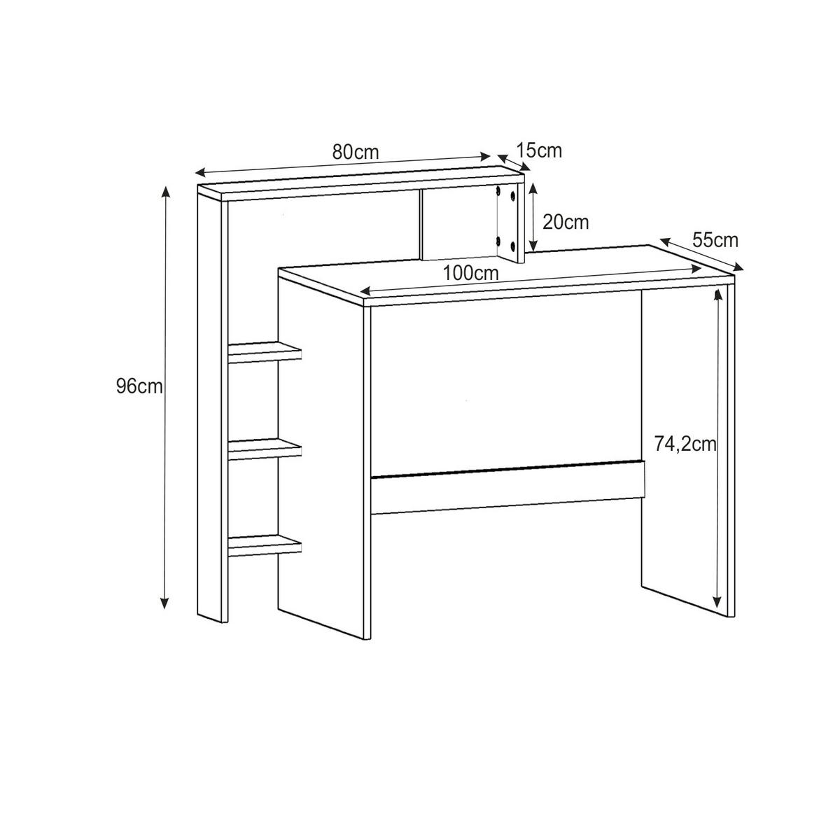Schreibtischkombination Amber, Walnussfarben B: 120 Cm - Walnussfarben/Weiß, Design, Holzwerkstoff (120/55/96cm) - Livetastic