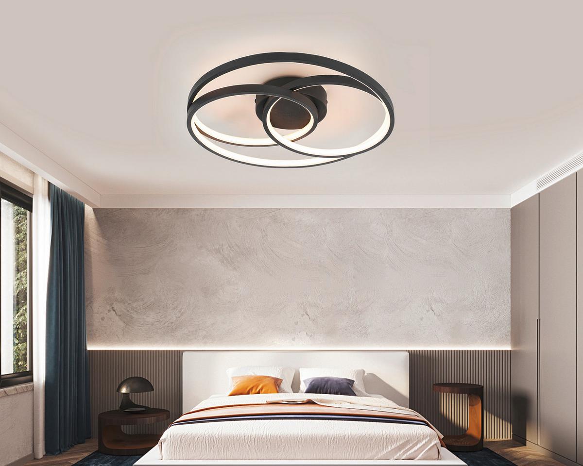 STROPNÉ LED SVIETIDLO RIMO - čierna, Modern, kov/plast (40/7,5cm) - Mömax