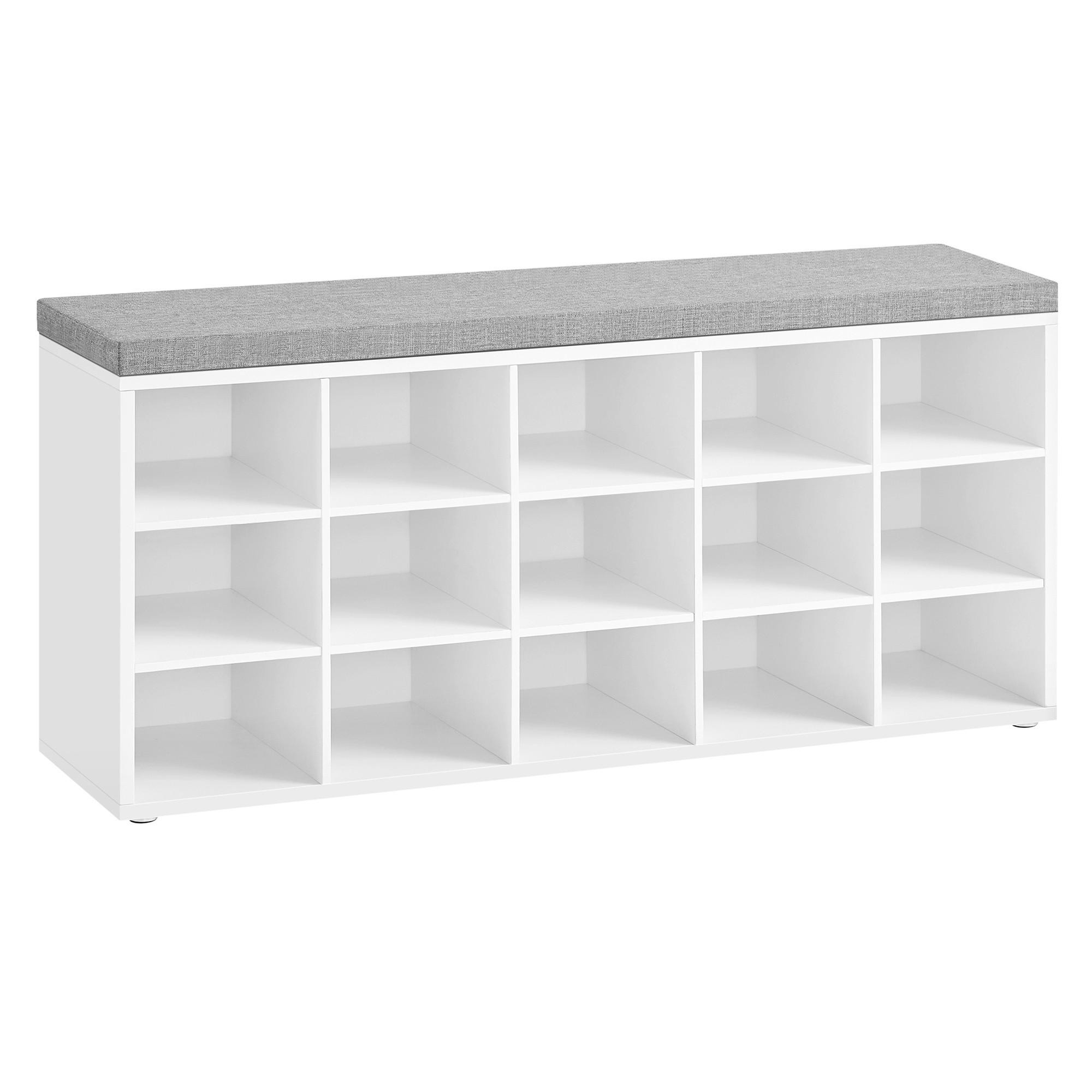LAVICA NA TOPÁNKY BIELA, 15 REGÁLOV - sivá/biela, Trend, kompozitné drevo (105/48/30cm) - MID.YOU