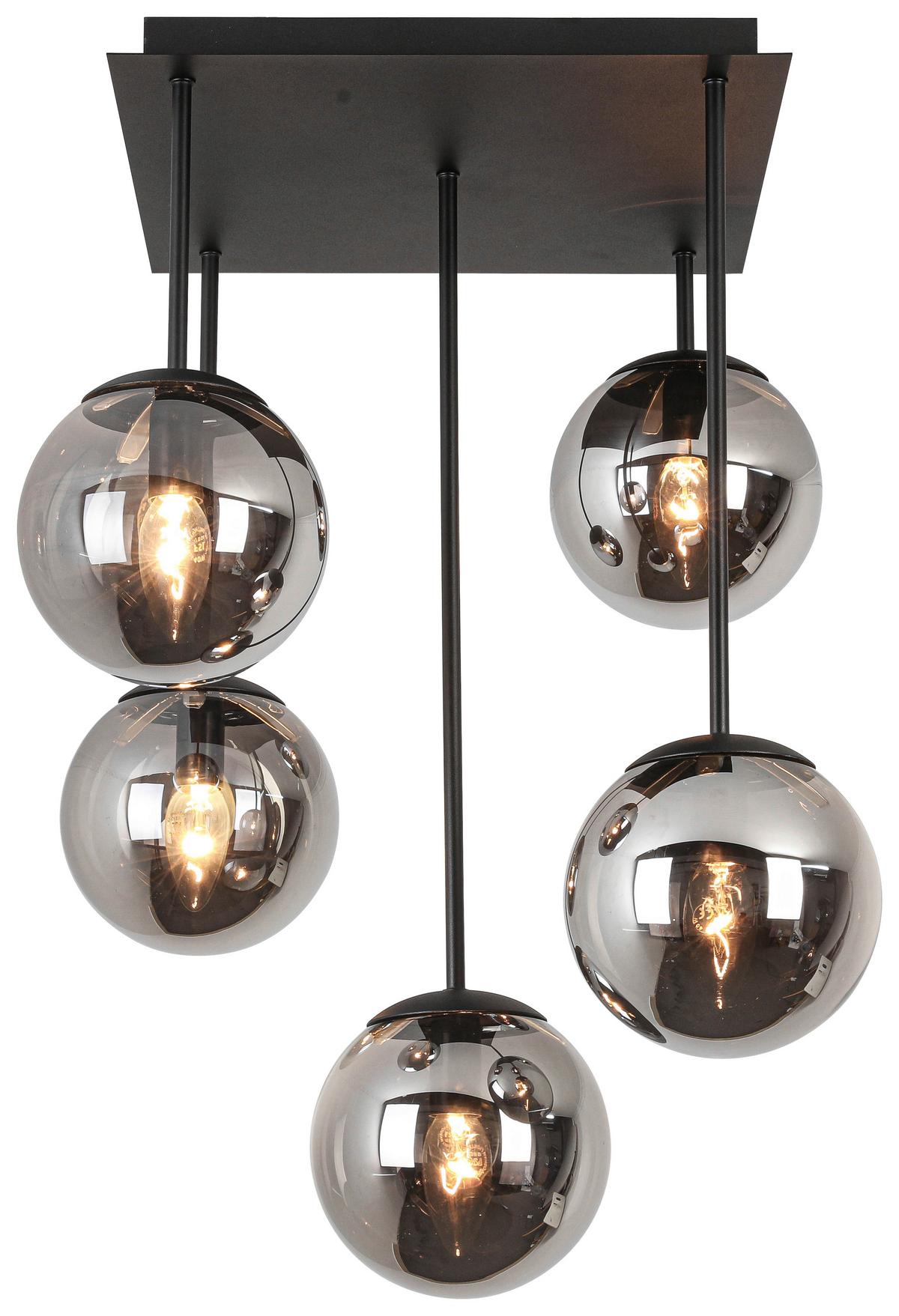 STROPNÉ SVIETIDLO LIP - čierna/chrómová, Modern, kov/sklo (41/41/61cm) - Mömax