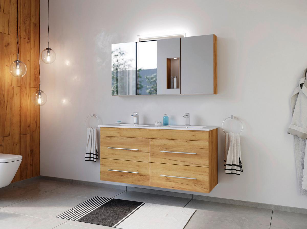 Spiegelschrank Eiche Dekor B: 120 Cm - Eichefarben, MODERN, Glas/Holzwerkstoff (120/62,5/17cm) - MID.YOU