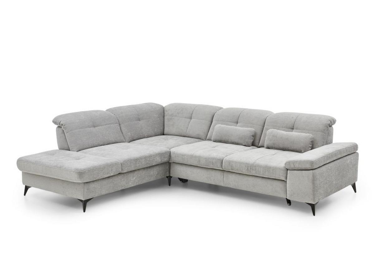 Sedačka SORENA L, ľavá, sv.sivá ženilka, bez funkcií - čierna/svetlosivá, Modern, kov/textil (255/311cm) - Premium Living