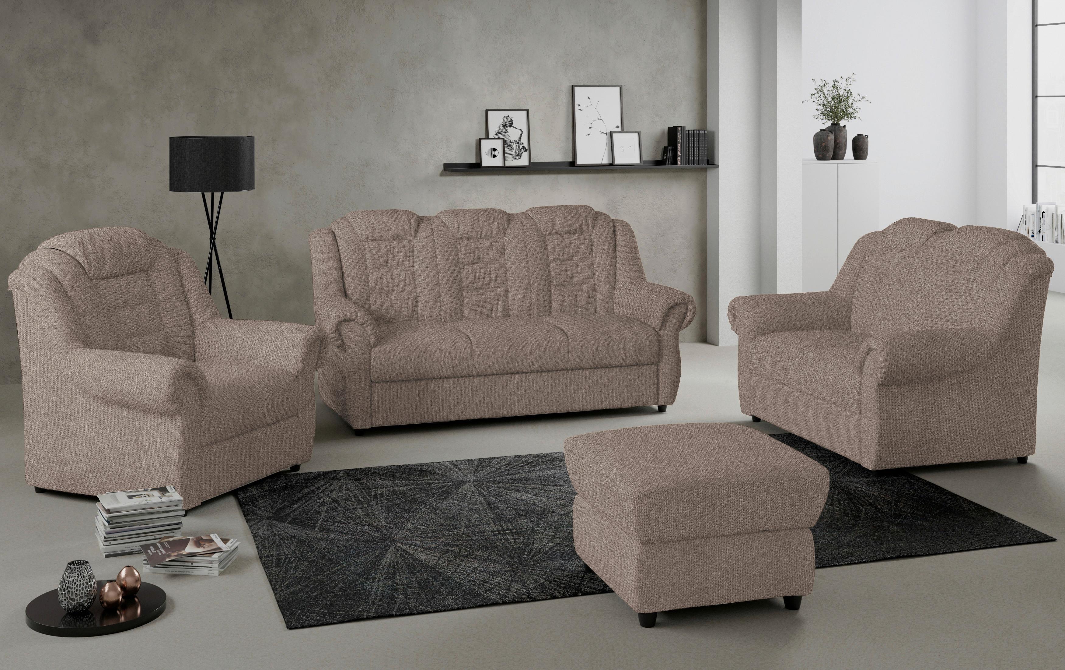 Polsterhocker Boston Taupe Chenille - Taupe/Schwarz, KONVENTIONELL, Textil (68/45/68cm) - Livetastic