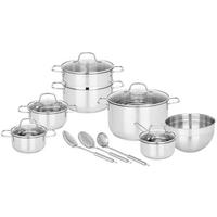 Sada hrnců Rainer, 15dílná - čiré/barvy nerez oceli, kov/sklo - Mömax