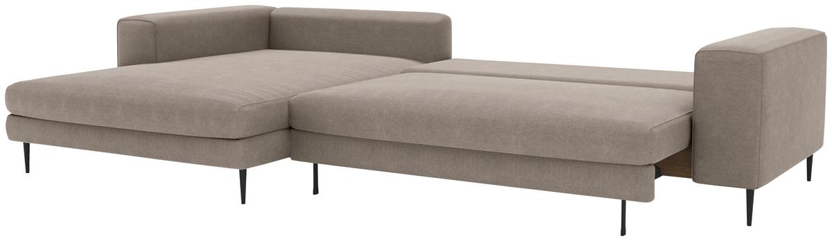 Eckschlafsofa Aurora II - Taupe/Schwarz, MODERN, Textil (170/315cm) - Trendmanufaktur