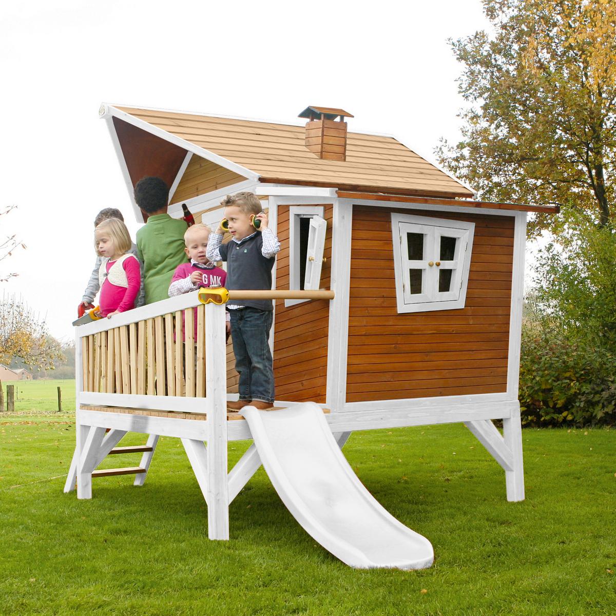 Spielhaus A030.108.91 - Weiß/Braun, KONVENTIONELL, Holz/Kunststoff (123/12,8/152cm) - Ambia Garden